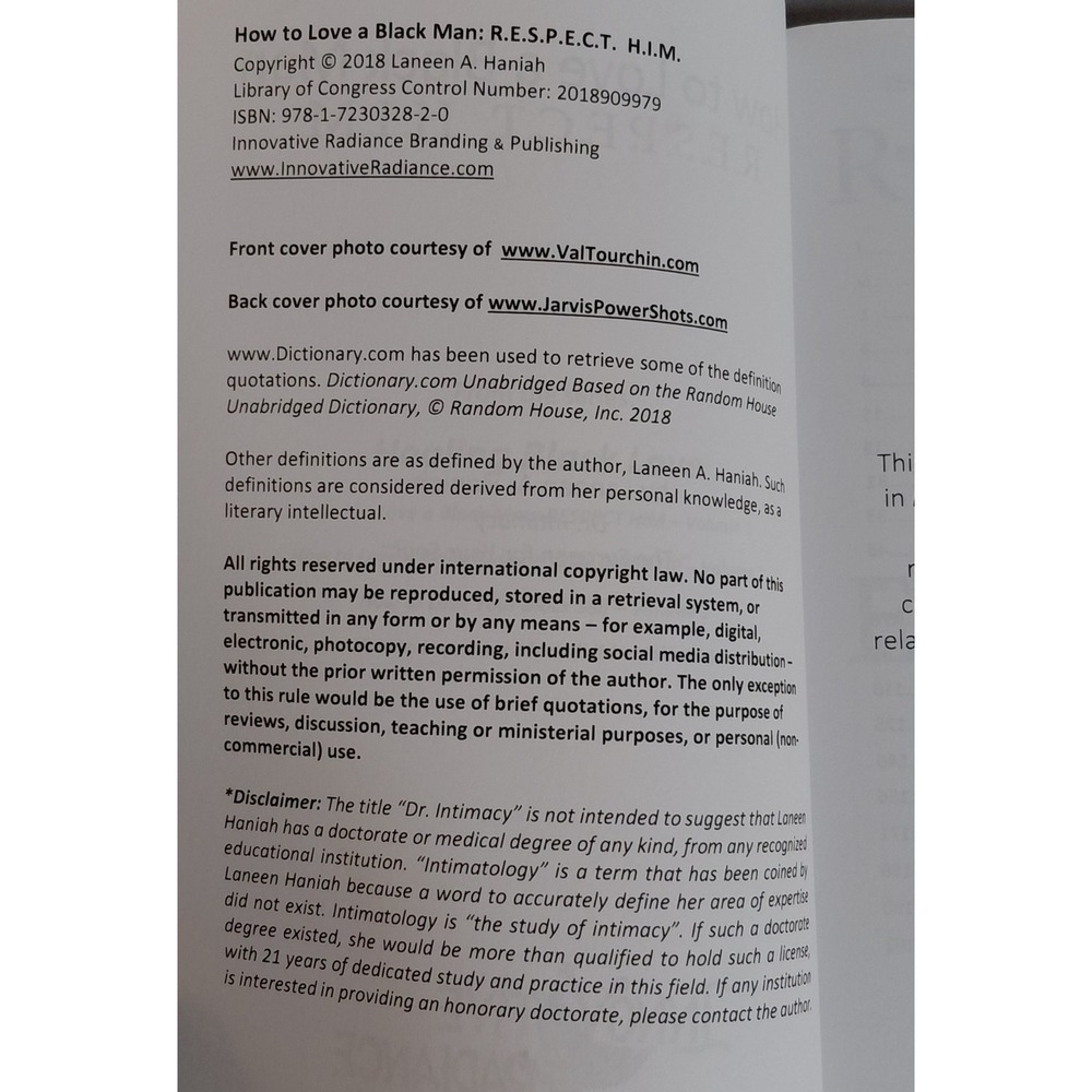 How to Love a Black Man R.E.S.P.E.C.T. H.I.M. Laneen Haniah Paperback 2018 - Picture 4 of 4